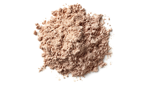 Heap of brown chocolate protein powder isolated on white background-smaller