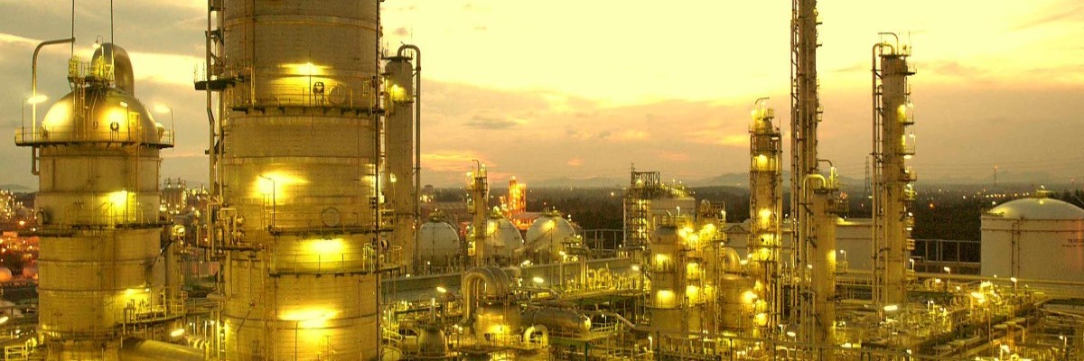 yellow tinted petrochemical plant